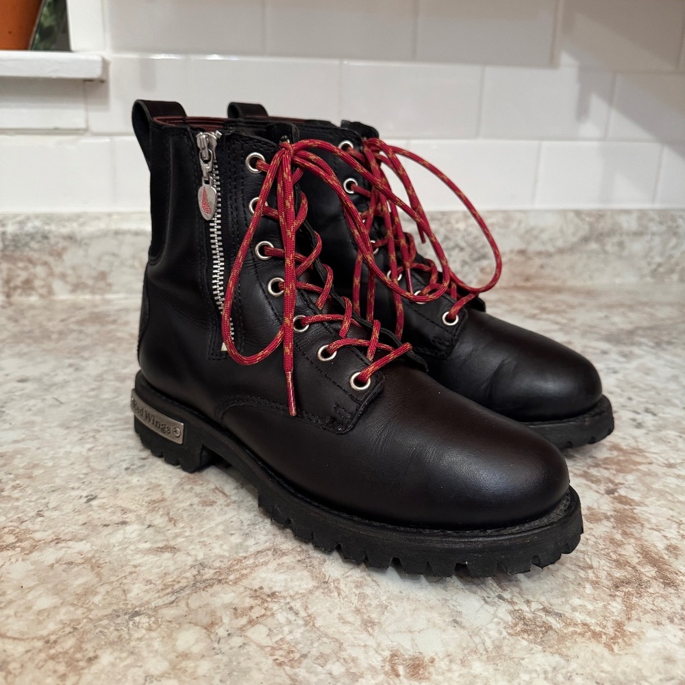 Red Wing 1668 Black Leather Moto Boots
